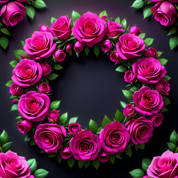 Image of a magenta wreath of roses