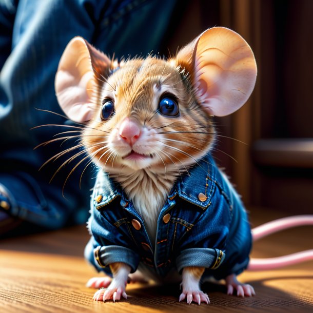 Foto de un ratón en un jeans azul