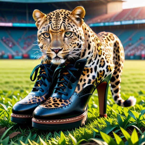 Imagem de um leopardo em um sapato no campo