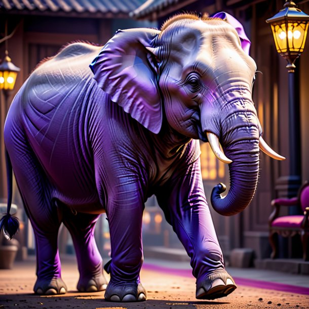 Pic d'éléphant dans un jean violet