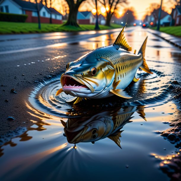 Picture of a threatening of a haddock in the puddle