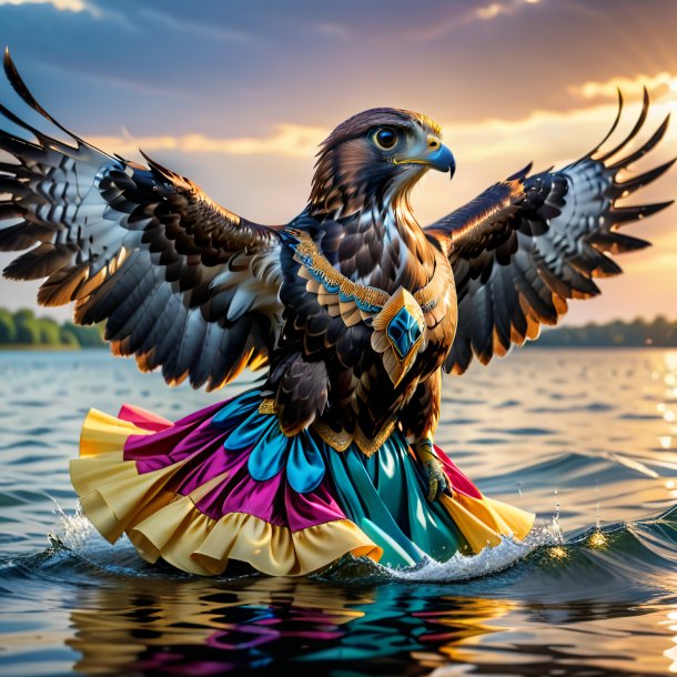 Image of a hawk in a dress in the water