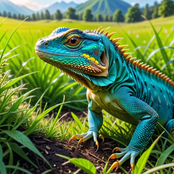 Image d'une boisson d'un lézard dans la prairie