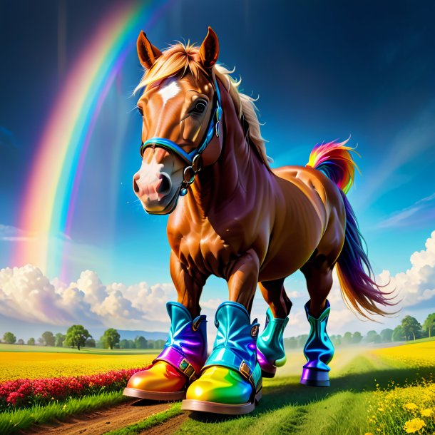 Photo of a horse in a shoes on the rainbow