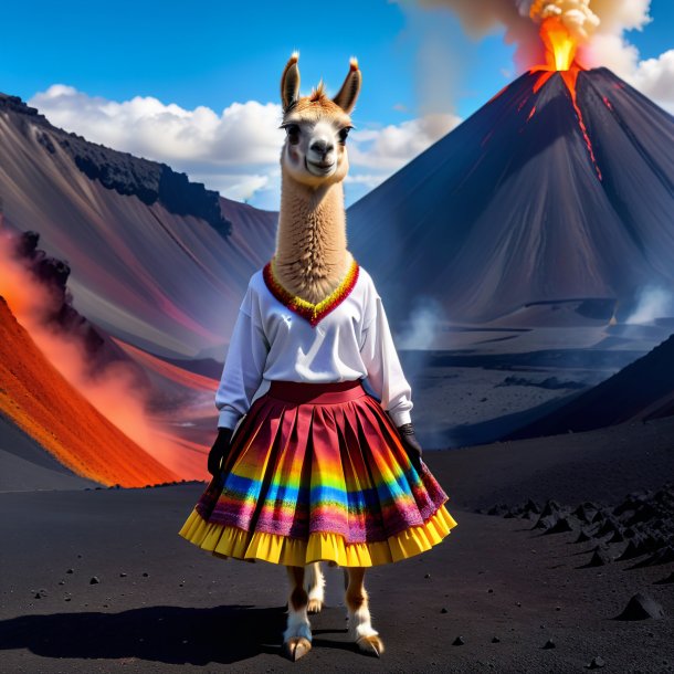 Foto de una llama en una falda en el volcán