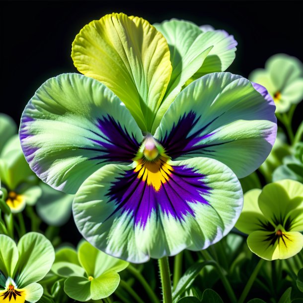 Depicting of a pea green pansy