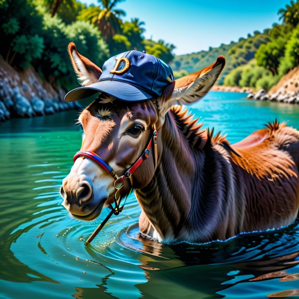 Pic d'âne dans une casquette dans l'eau