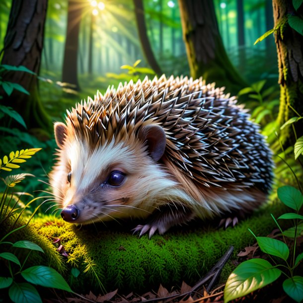 Pic of a sleeping of a hedgehog in the forest