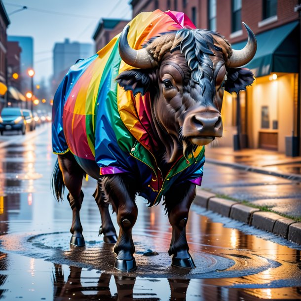 Pic d'un bison dans une veste dans la flaque