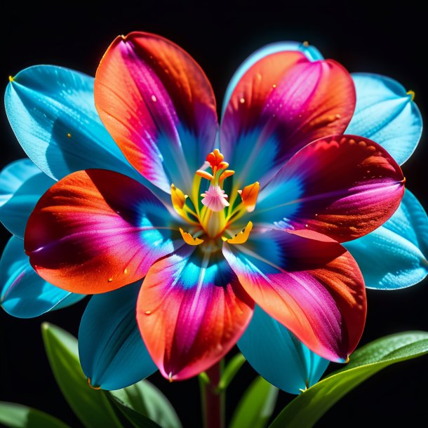 "imagerie d'un pimpernel cyan, rouge"