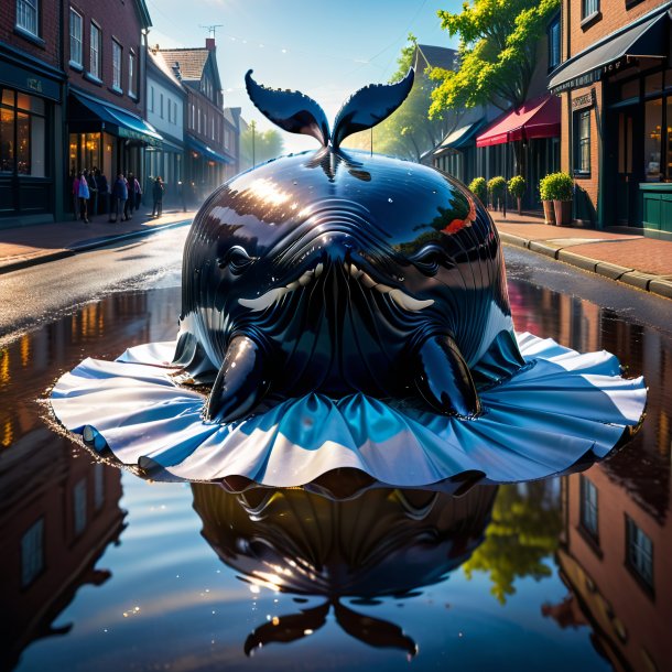 Image of a whale in a skirt in the puddle