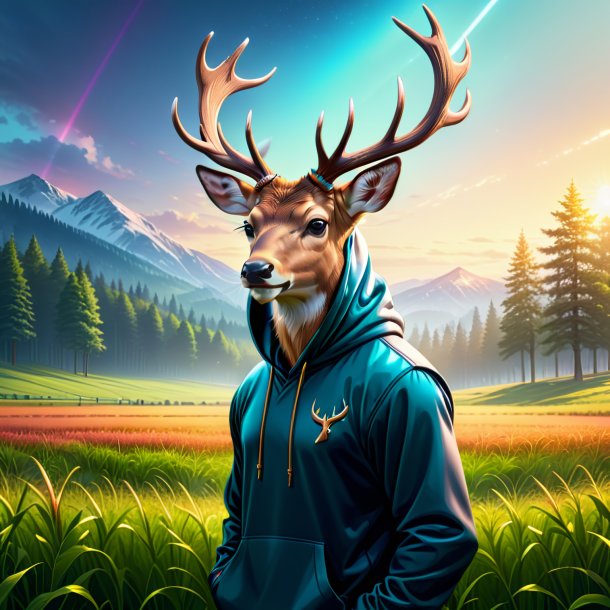 Illustration of a deer in a hoodie on the field