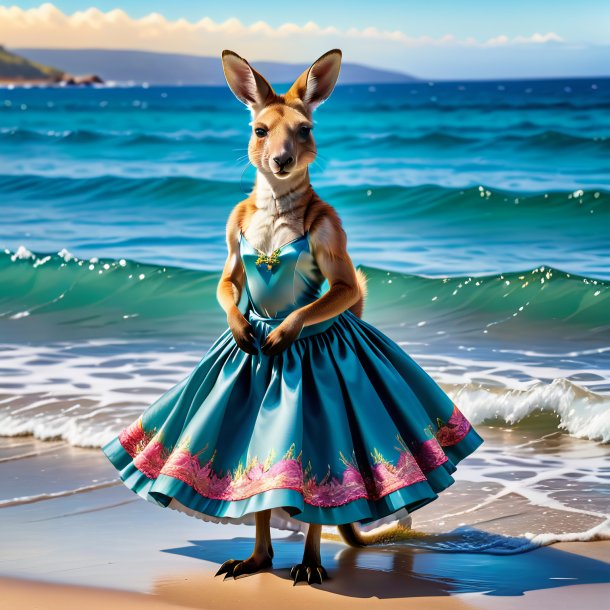 Picture of a kangaroo in a skirt in the sea