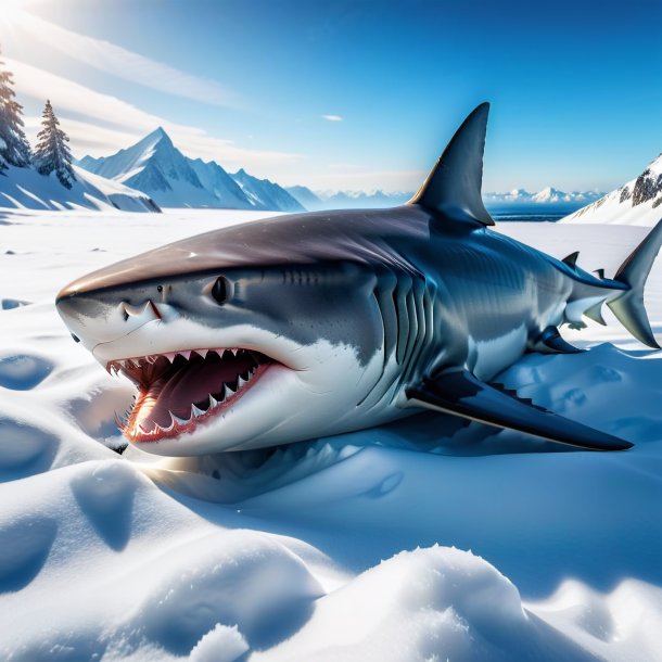 Photo of a sleeping of a shark in the snow