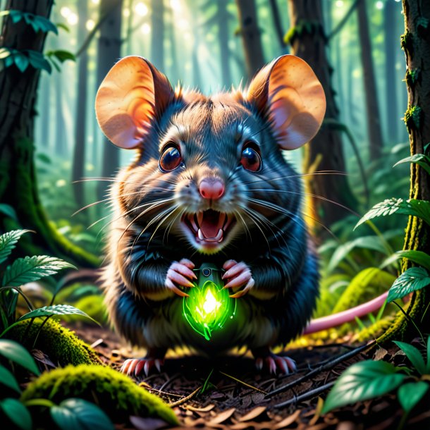 Photo d'une colère d'une souris dans la forêt