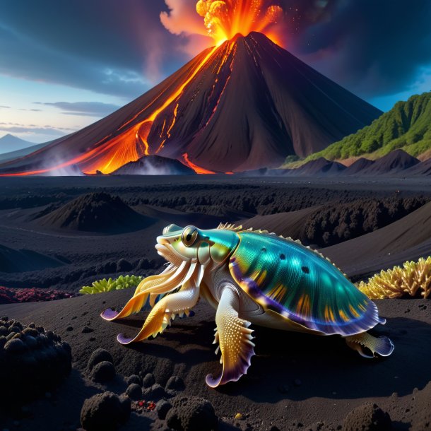 Pic of a waiting of a cuttlefish in the volcano