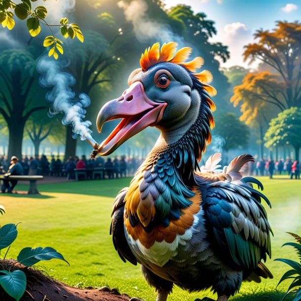 Picture of a smoking of a dodo in the park