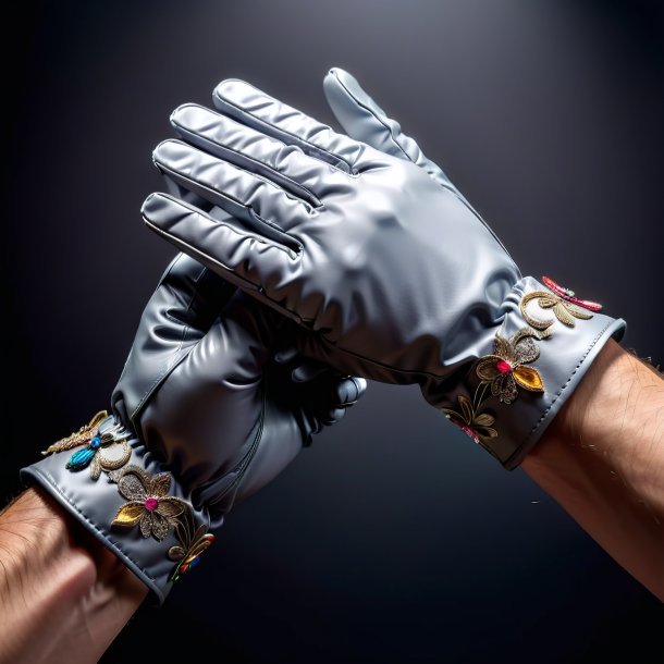 Photo of a gray gloves from paper