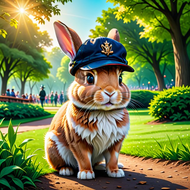 Illustration of a rabbit in a cap in the park