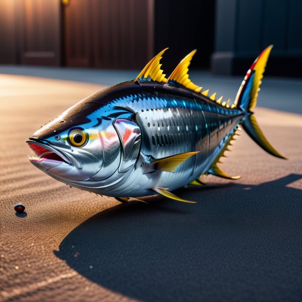 Photo of a tuna in a gray shoes