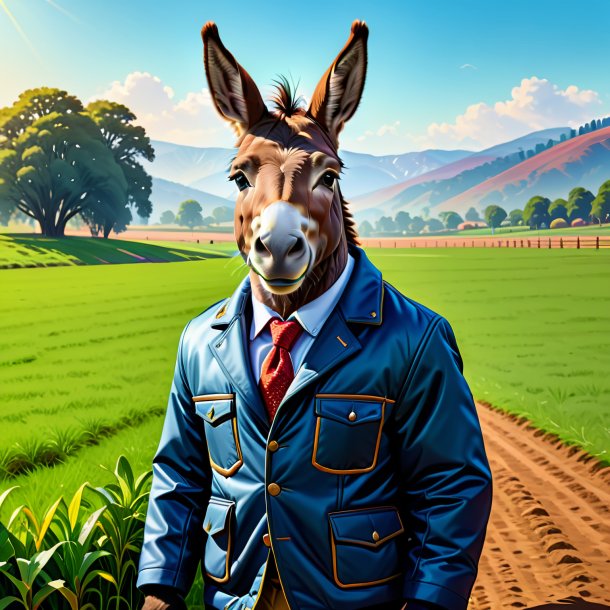 Ilustración de un burro en una chaqueta en el campo