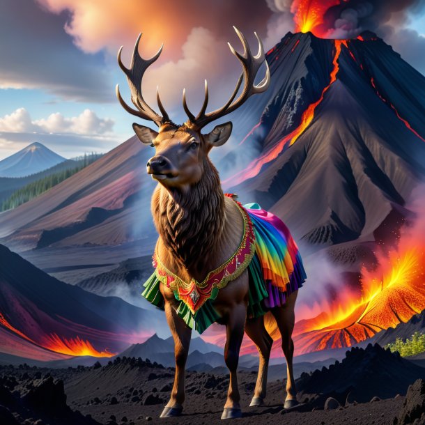 Photo d'un wapiti dans une jupe dans le volcan