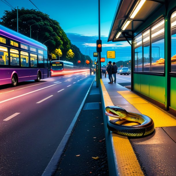 De um comer de uma enguia no ponto de ônibus