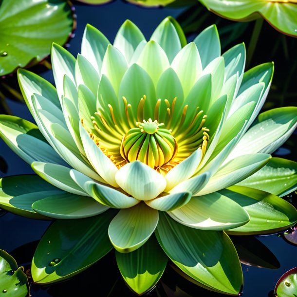 "clipart of a pea green water lily, white"