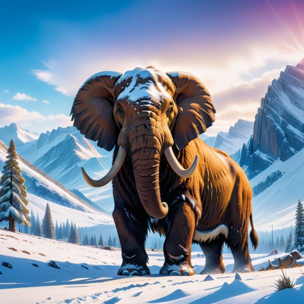 Pic of a waiting of a mammoth in the snow