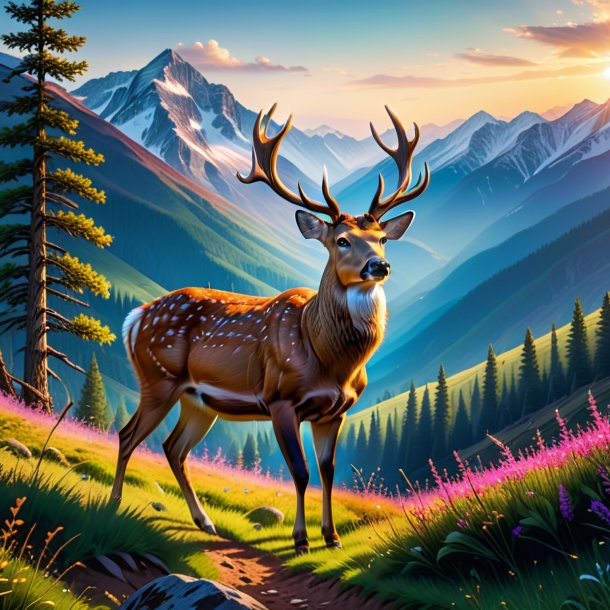 Pic of a playing of a deer in the mountains