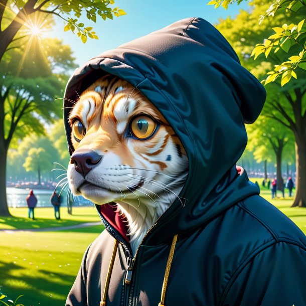 Ilustração de um haddock em um hoodie no parque