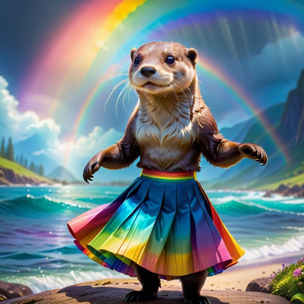 Image of a otter in a skirt on the rainbow