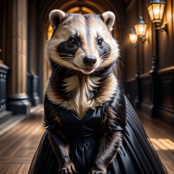 Pic of a badger in a black dress