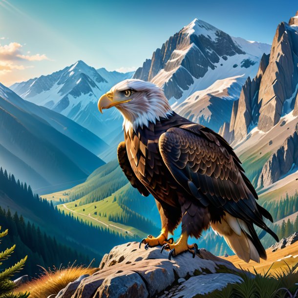 Photo of a waiting of a eagle in the mountains