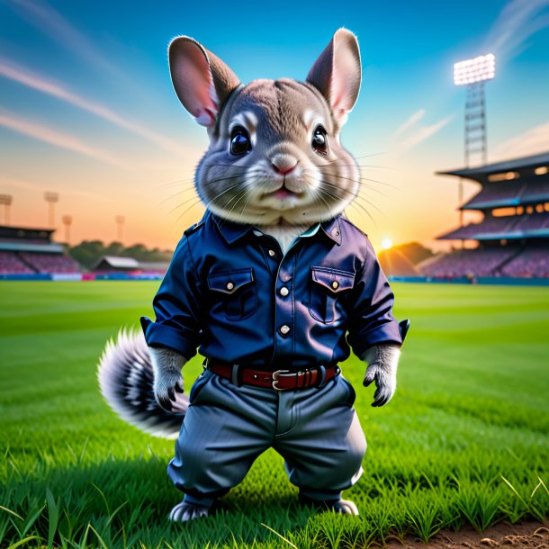 Pic of a chinchillas in a trousers on the field