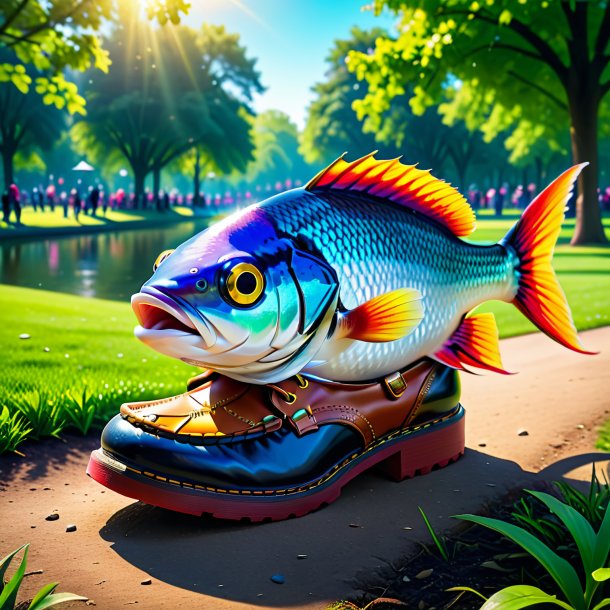 Image d'un poisson dans une chaussure dans le parc