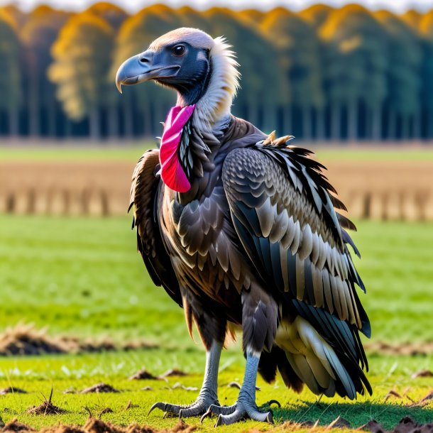 Foto de um abutre em um casaco no campo