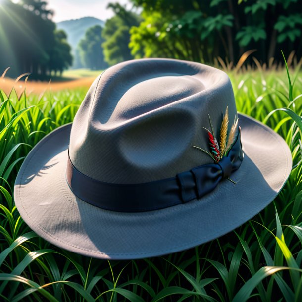 Foto de un sombrero gris de la hierba