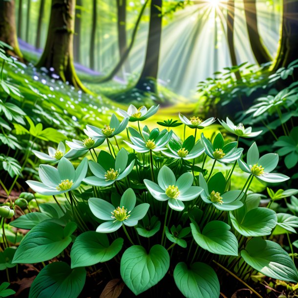 Portrayal of a pea green wood anemone
