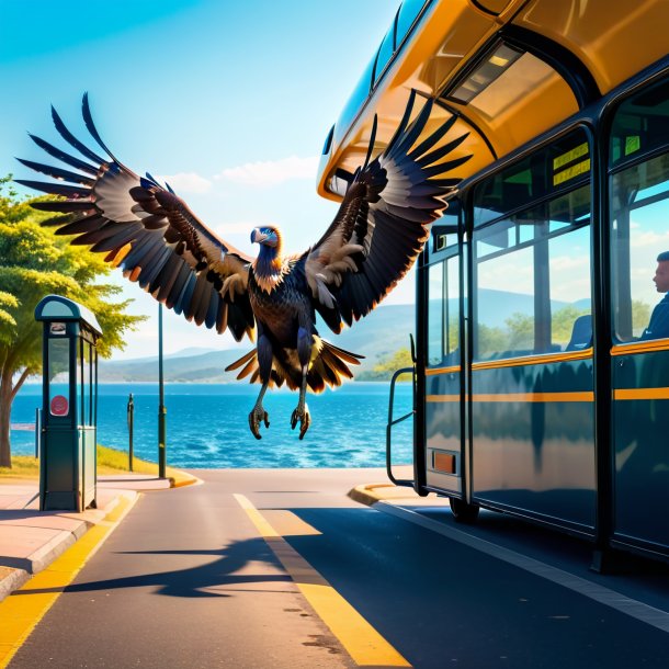 Image of a swimming of a vulture on the bus stop