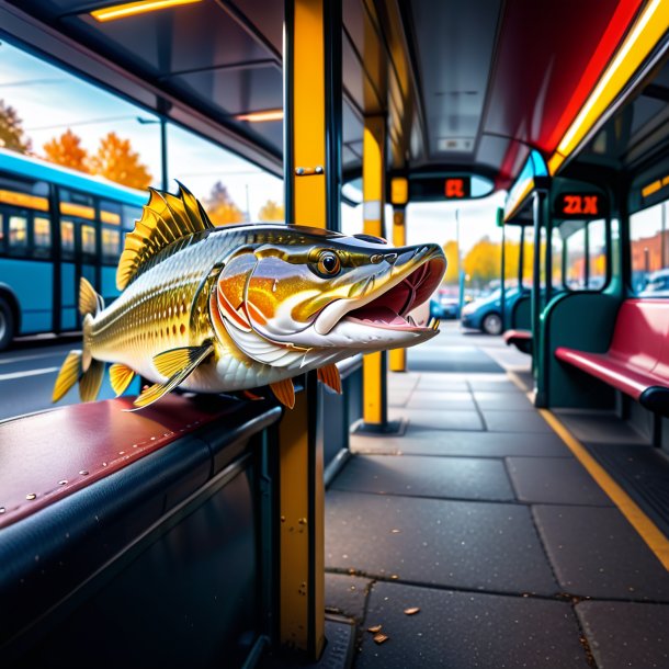 Foto de un lucio en un cinturón en la parada de autobús