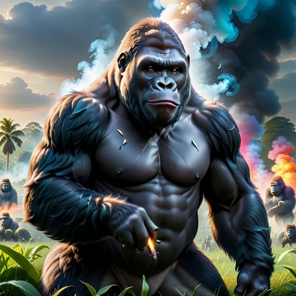 Pic of a smoking of a gorilla on the field