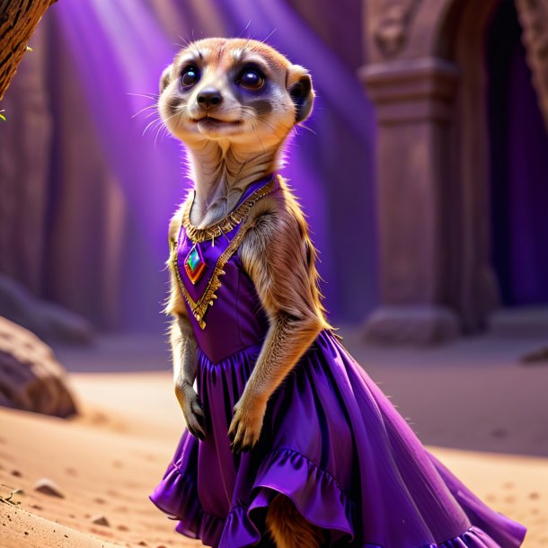 Pic of a meerkat in a purple dress