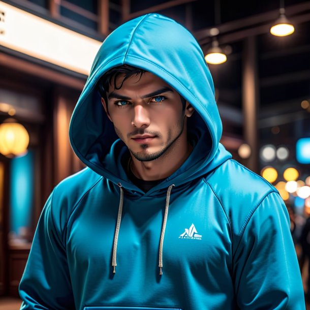 Photographie d'un sweat à capuche azure d'argile