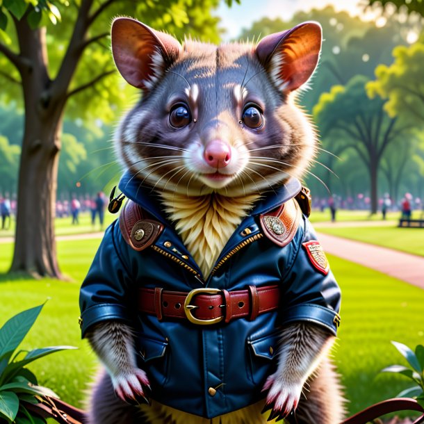 Image of a possum in a belt in the park