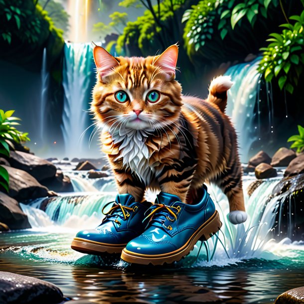 Pic d'un chat dans une chaussure dans la cascade