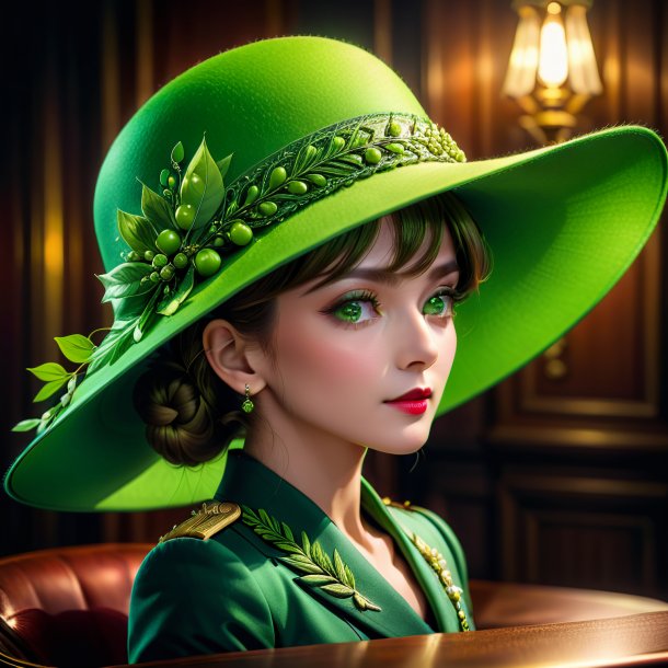 Clipart of a pea green hat from iron