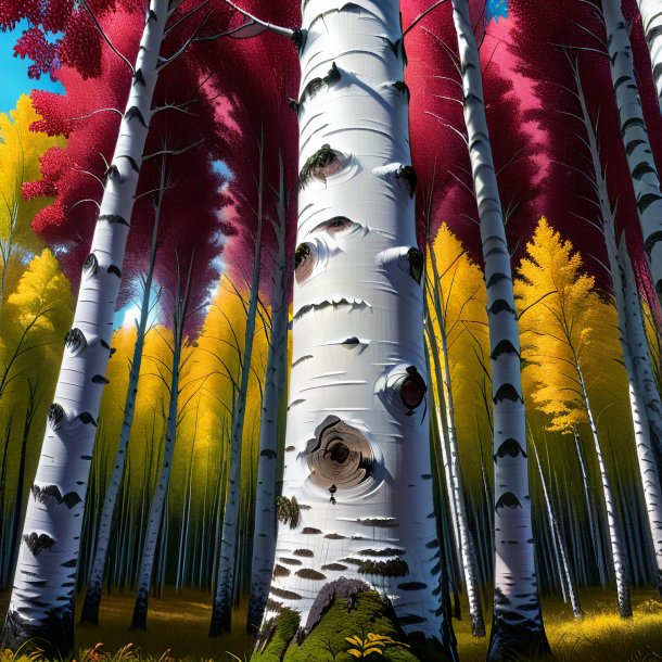 Depiction of a maroon birch