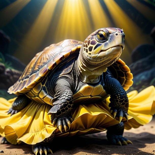 Image d'une tortue dans une robe jaune