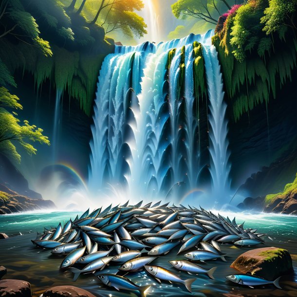 Picture of a crying of a sardines in the waterfall